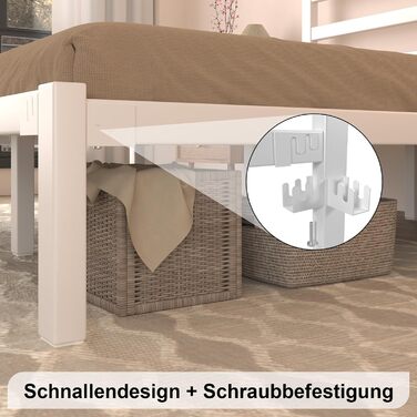 Ліжко 140200 см, металевий каркас ліжка з платформою, узголів&39ям та узніжжям, місце для зберігання речей під ліжком, рейкова основа не потрібна, легке складання, сучасне, біле 140 x 200 см