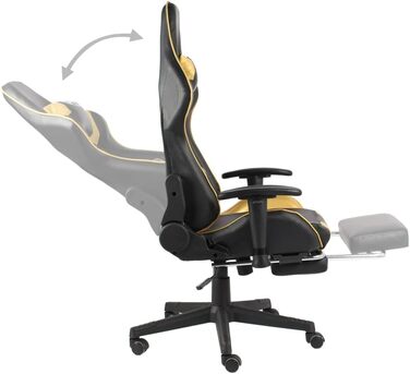 Геймерське крісло, обертове, золоте, ПВХ, ергономічне, з підставкою для ніг, висока спинка для комп&39ютерних геймерів, офісне, зручне сидіння з підставкою для ніг, золоте