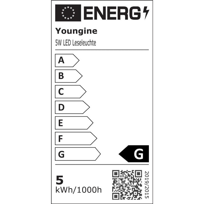 Лампа для читання Youngine EU Plug, гнучка світлодіодна лампа для читання на 5 Вт з вимикачем і штекером, приліжкова лампа з гусячою шиєю для спальні, офісу, готелю, 3000K (чорний-теплий білий)