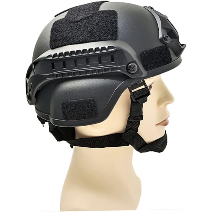 Шолом Fast, з підкладкою, 22.05-23.62 дюйма, універсальний розмір, шолом для страйкболу, універсальний шолом для пейнтболу, регульовані бічні рейки, чорний