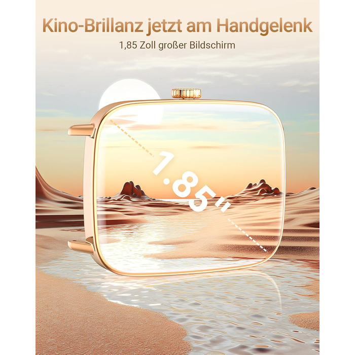 Розумний годинник для чоловіків та жінок з функцією телефону, фітнес-годинник 1,85 дюйма, понад 100 спортивних режимів, фітнес-трекер з моніторингом серцевого ритму/SpO2/сну, крокомір, водонепроникний спортивний годинник IP68 для iOS та Android, рожеве зо