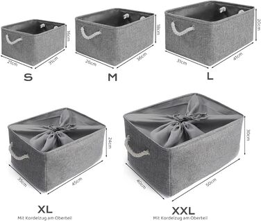 Тканиновий кошик для зберігання Mangata для шафи, різні розміри та кольори, полиці-кошики, коробка для зберігання, 4 шт. (сірий, великий) сірий L-4 шт.