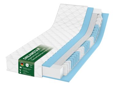 Матрац DREAMSTAR Ergo Flex Duo з пружинами Pocket Spring 140x200 см Ергономічний 7-зонний матрац Сертифіковано Oeko-Tex Рівні жорсткості H2 (0-80 кг) та H3 (80-100 кг) Гіпоалергенний та антибактеріальний Висота 17 см 140 x 200 см