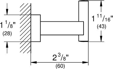 Гачок для халата (метал, приховане кріплення, міцна поверхня), хром, 40511001 Квадрат