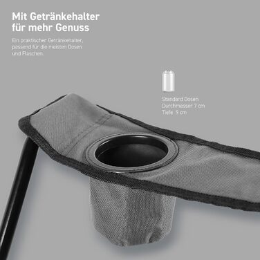 Крісло для кемпінгу преміум-класу MSPORTS, включаючи сумку для перенесення, рибальське крісло, розкладне крісло - доступне в комплекті з 2 шт. - розкладне крісло з підлокітниками та підсклянником, практичне, міцне, легке, кемпінгове крісло сірого кольору 