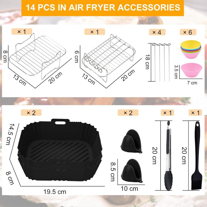 Аксесуари для фритюрниці ARNTY Dual Zone із силіконовою формою підходять для аксесуарів Ninja Foodi AF300EU, AF400EU, Innsky, Princess Dual Аксесуари для фритюрниці 7.6 л-9.5 л