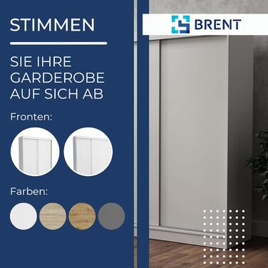 Шафа-купе Brent - Emily з розсувними дверима, шириною 250 см, шафа для спальні з 1 рейкою для одягу та полицями для одягу, шафа Artisan Oak 250 см Artisan Oak