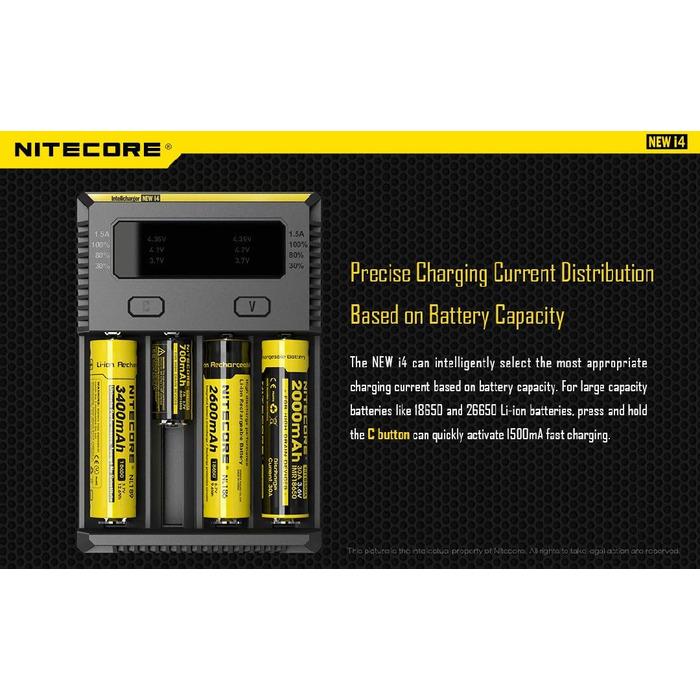 Зарядний пристрій Nitecore i4 Intellicharge для (4 шт. акумуляторів, літій-іонних/ні-метал-гідридних)