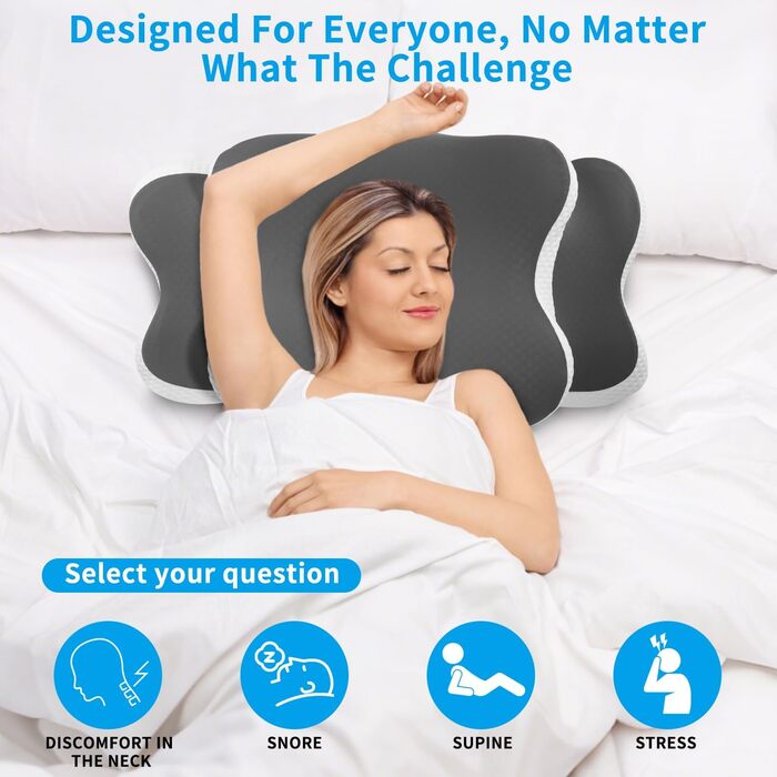Подушка з піни з ефектом пам&39яті, ергономічна подушка для підтримки шиї, подушка для голови, подушка для сну на боці, подушка для підтримки шиї для сну на боці, спині та животі