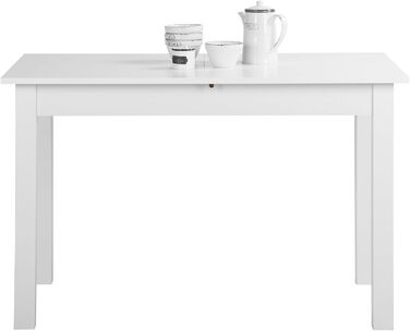 Розсувний обідній стіл mbelando на 4 ніжках білого кольору, стійкий до ударів та подряпин, вміщує до 6 осіб - 120 (160) x 76,5 x 70 см (Ш/В/Г) Розсувний стіл, дерев&39яний стіл, обідній стіл, кухонний стіл, прямокутний 120 см, білий