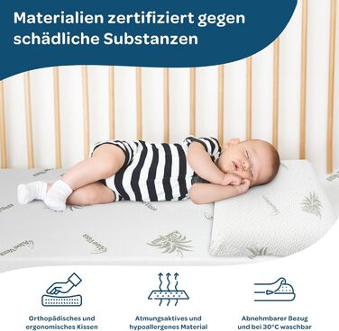 Дитяча подушка DOLCI SOGNI з піни з пам'яттю для дитячого ліжечка та ліжечка, дитяча подушка зі знімним чохлом з алое, дитяча поду