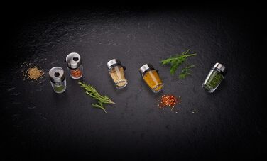 Підставка для спецій Cole & Mason H121809 Cambridge з 20 банками для спецій, карусель для спецій на 360/стояча підставка для спецій, нержавіюча сталь/скло, спеції/трави, включає 20 банок