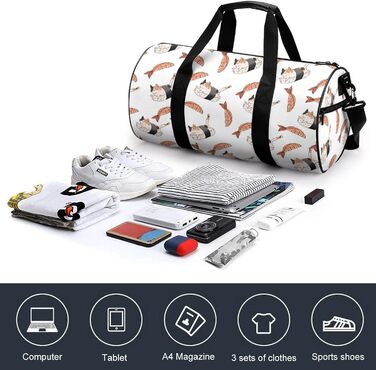 Дорожня сумка-рол Милий котик-суші, спортивна сумка для чоловіків та жінок, сумка-мішок, спортивна сумка