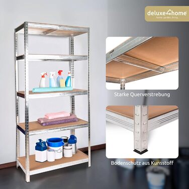 Комплект із 2 міцних стелажів, сріблястий Оцинковані стелажі для підвалу 40x90x180 см Стелажі для зберігання, кожен вантажопідйомністю до 875 кг Сталевий стелаж зі сталевим каркасом та регульованими полицями