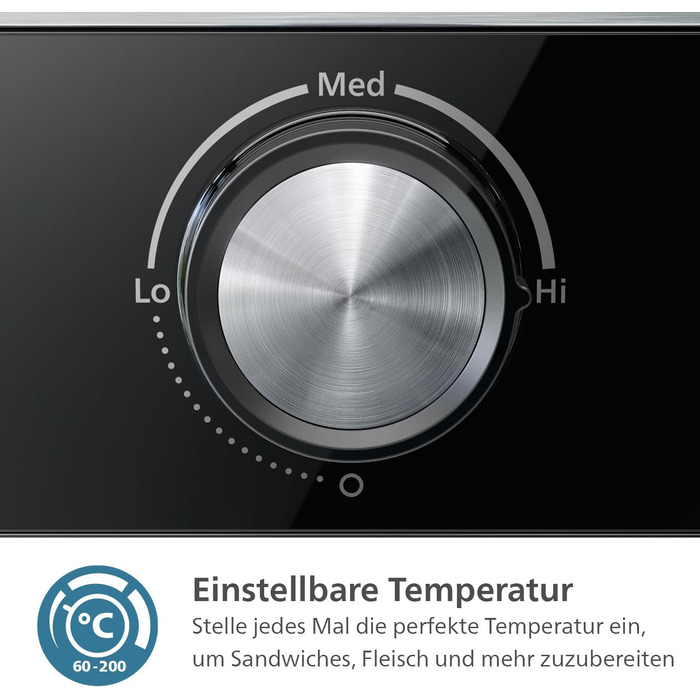 Контактний гриль Philips антипригарне покриття, регулювання температури 60C200C, розкладний корпус 180