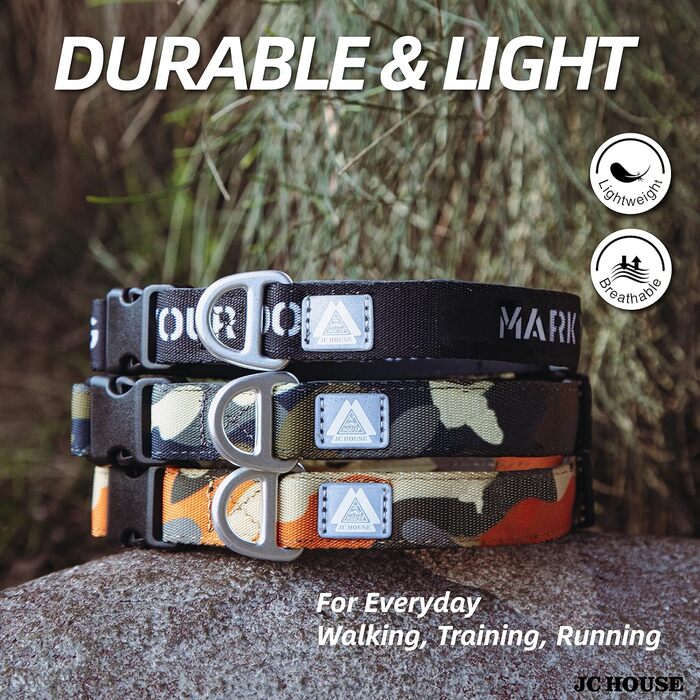 М'який пом'якшений нашийник для собак, регульований міцний нашийник з логотипом 3M, що відбиває світло, для великих порід собак (30), камуфляж помаранчевий, розмір L (обхват шиї 46-66 см)