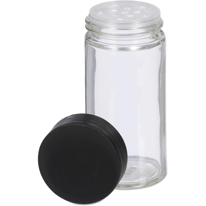 Карусель для спецій Relaxdays, 16 банок для спецій, обертається на 360, нержавіюча сталь, бамбук, скло, ВxШxГ 28 x 20 x 20 см, чорний/натуральний