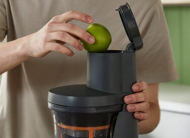 Соковижималка Kenwood PureJuice Pro JMP85.00SI, повільна соковижималка для домашніх соків, XXL завантажувальний отвір для цілих фруктів, з низькою швидкістю для збереження важливих вітамінів, 230 Вт, Срібло