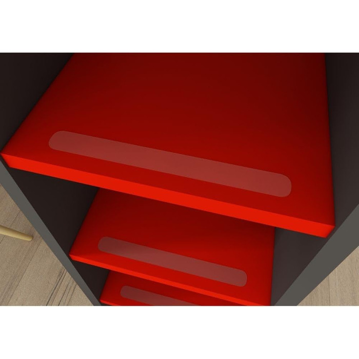 Дитяче двоярусне ліжко з ігровим столом в антрацитовому та червоному кольорах