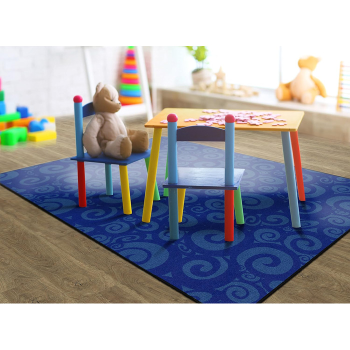 Дитячий килимок з візерунком вихор, 1,8 м х 2,4 м, синій, 389-32A