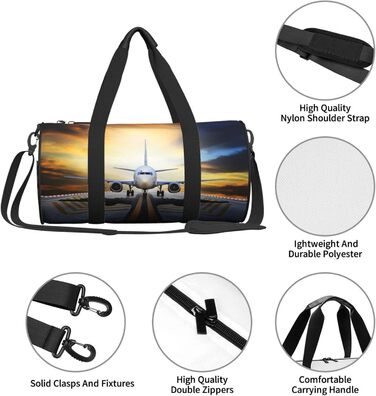 Спортивна сумка, дорожня сумка, рюкзак, з авіаційним принтом, сумка для подорожей на ніч, чорна, універсальний розмір, дорожня сумка