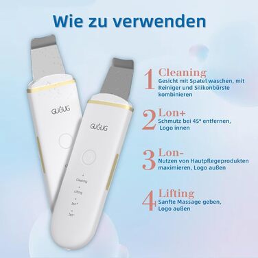 Ультразвуковий пристрій для видалення вугрів на обличчі з 4 режимами, очищувач пор, шпатель для вмивання обличчя, очищувач шкіри для пристрою для очищення обличчя A-white Gold