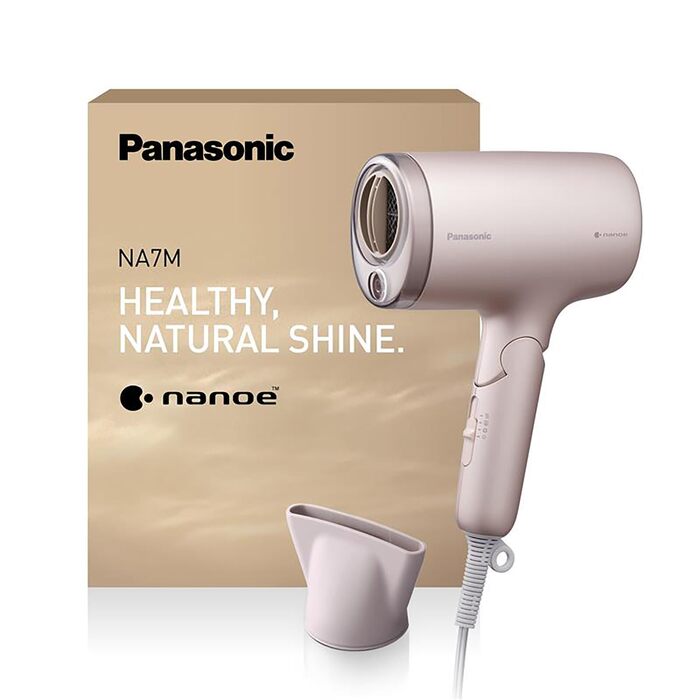 Фен для волосся Panasonic EH-NA7M-P825 nanoe для блискучого волосся, складана конструкція, швидке сушіння, насадка-концентратор, 1600 Вт, світло-рожевий (модель 2025)