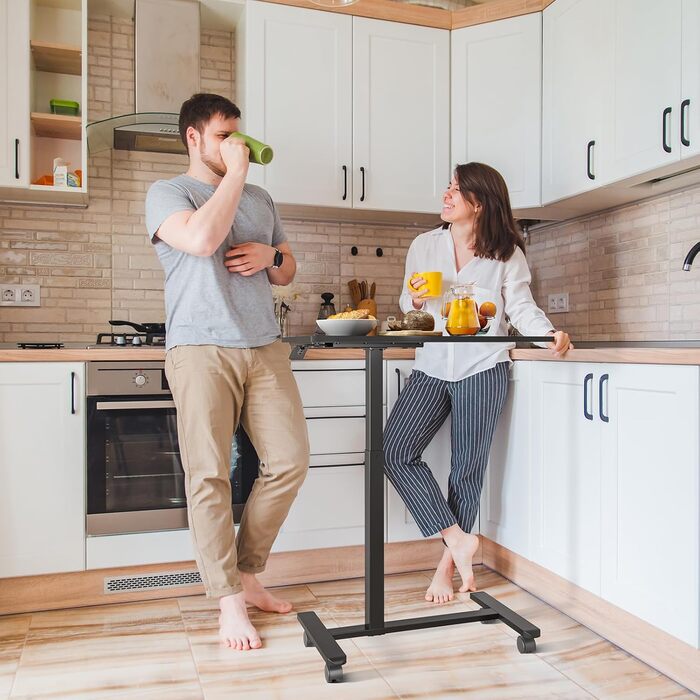 Приставний комп&39ютерний столик Dripex з колесами, регульована висота, дерев&39яний столик для ноутбука, столик для дивана, тумбочка для спальні, вітальні, тумбочка для ліжка, столик над ліжком на колесах, чорний стандарт