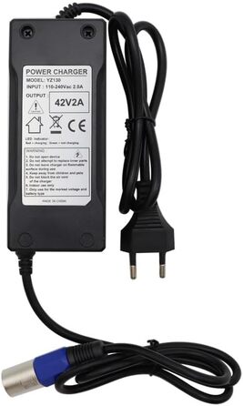 Зарядний кабель Abakoo для блоку живлення та зарядного пристрою 42 В 2 А для електричного велосипеда та скутера 36 В, замінює HP1202L3 з 3-контактним XLR