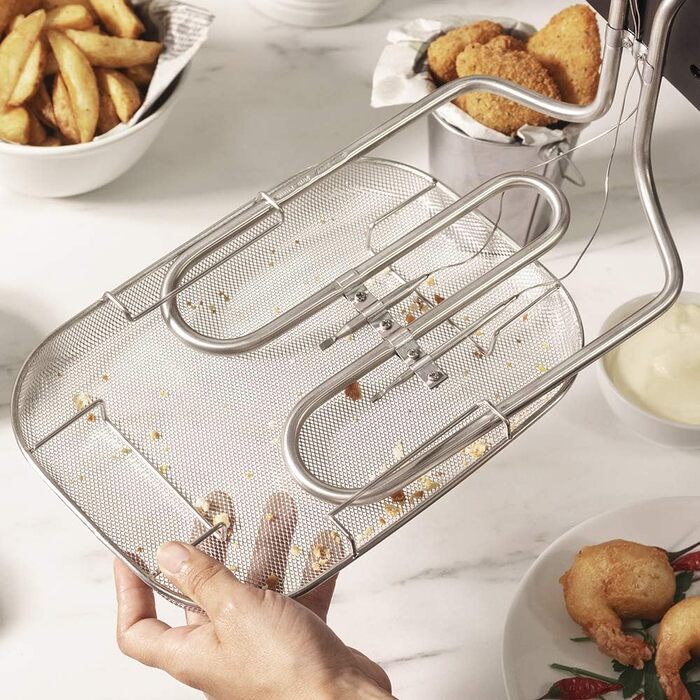 Електрична фритюрниця Cecotec CleanFry Infinity - ємність 1,5 л- 4 л, фільтр OilCleaner, температура до 190C, ванна підходить для посудомийних машин. (Повністю нержавіюча сталь, 3 літри) Повністю нержавіюча сталь 2400 Вт 3 л