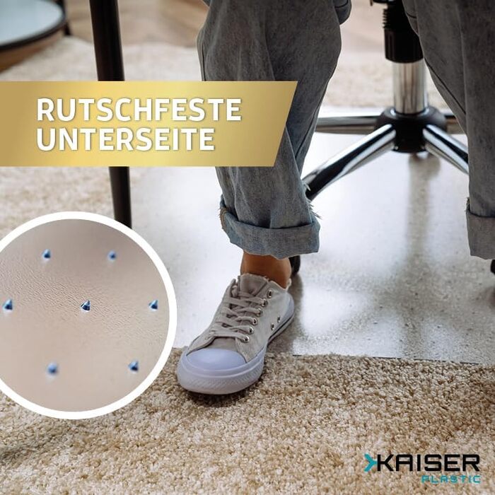 Килимок для стільця KAISER PLASTIC з полікарбонату, Виготовлено в Німеччині, для килимових покриттів, 90 x 120 см, Прозорий, Класичний