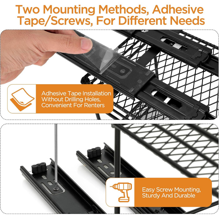 Розсувна підставка для спецій Cozary - подвійний органайзер для спецій - підставка для спецій з шухлядою та вентиляцією, органайзер для кухонної шафи, 2 варіанти кріплення (26 * 15 * 21,8 см)