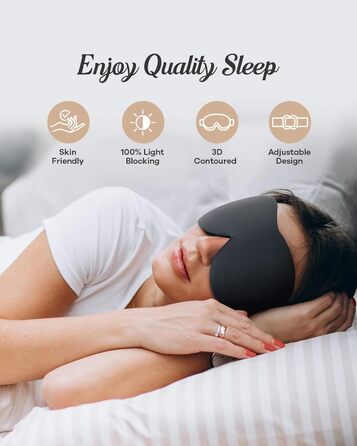 Маска для сну SleepSloth, 3D контурна маска для сну 100 затемнення, маска для сну з регульованим ремінцем, нічна пов'язка для чоло