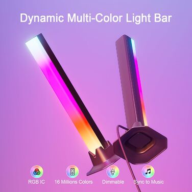 Світлова панель Ustellar RGB, світлодіодна панель для синхронізації музики RGB IC, ембієнтна лампа з живленням від USB, підсвічування ігрового телевізора зі зміною кольору з пультом дистанційного керування, 8 динамічних режимів для оформлення ігрової кімн