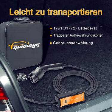 Тип 1 зарядний кабель Schuko 3,5 кВт, 5M, J1772 Портативний зарядний пристрій для електромобілів з сумкою для перенесення, регульо