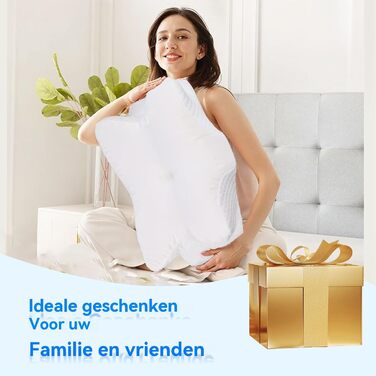 Ортопедична подушка для шиї 50D з піною з ефектом пам&39яті Патент та сертифікати ЄС на дизайн 2 чохли проти катишок Запобігає та полегшує біль у шиї Для всіх положень сну (білий/сірий) Білий з сірими боками