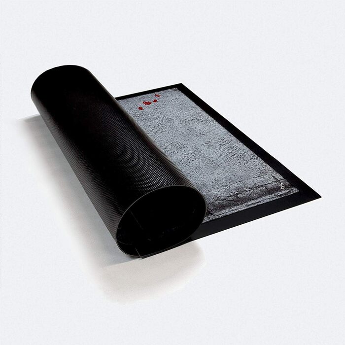 Дівчина з повітряною кулькою та метеликами, килимок у стилі Бенксі Декоративний килимок для приміщень Дизайнерський килимок для прихожих 60x40 см, 1art1