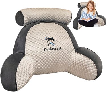 Подушка для читання в ліжко, подушка для читання та відпочинку, зручна подушка з підлокітниками для читання, перегляду телевізора, роботи за ноутбуком, відпочинку 60x40 см A