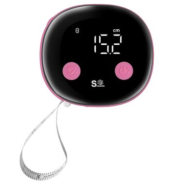 Розумна рулетка Fitdays для вимірювання тіла, рулетка для вимірювання тіла, світлодіодний HD повноекранний моніторинг жиру в організмі, інструмент для фітнес-шейпінгу та схуднення, додаток Fitdays (рожевий)