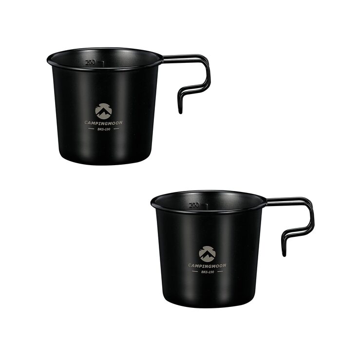 Набір з 2 предметів Campingmoon BKS-190-2P з нержавіючої сталі 304, малий, 210 мл, чорний