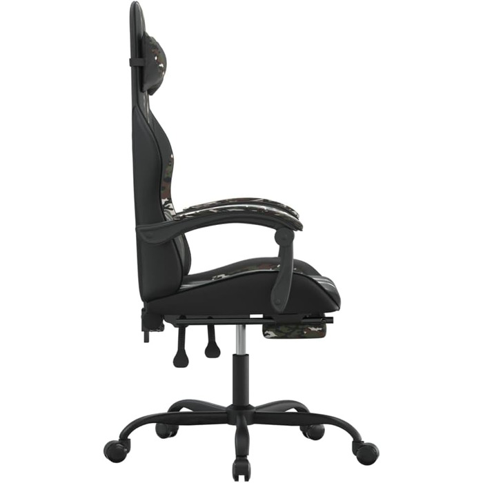 Ігрове крісло, обертове, з підставкою для ніг, чорне, штучна шкіра, ергономічне, для спальні, дому