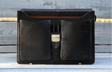 Портфель з натуральної шкіри, ділова сумка, сумка для ноутбука, сумка-месенджер (чорний)