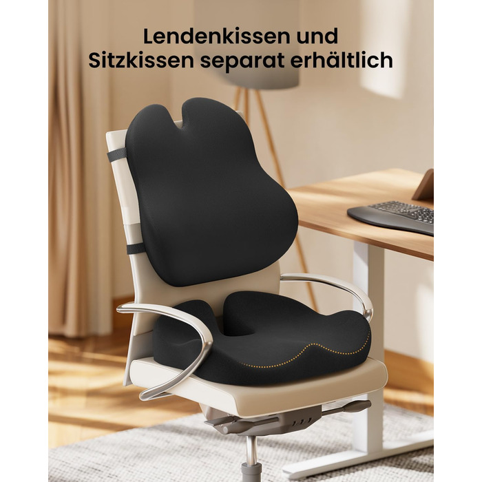 Ергономічна подушка для спини ProtoArc з піни з ефектом пам&39яті, поперекова опорна подушка для офісних крісел, автомобільних сидінь та стільців для столу, дихаюча поперекова опора з регульованими подвійними ремінцями, чорна