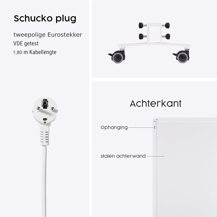 Інфрачервоний окремостоячий обігрівач Knighaus - 450 Вт - Енергозбереження Нагрівається протягом 2 хвилин - Електричний обігрівач на ніжках - Мобільний окремостоячий обігрівач на колесах - Німецький виробник - Колір білий