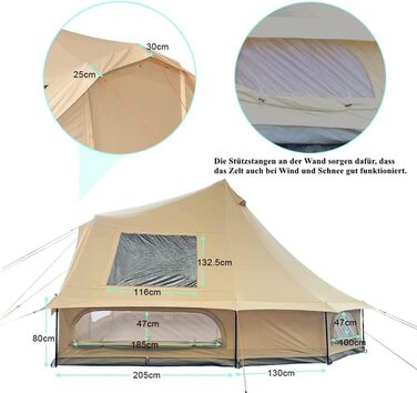 Водонепроникний 4-сезонний кемпінговий намет, пірамідальний намет з бавовни та льону, сімейний намет, намет-вігвам з отвором для дров&39яної печі/вентиляцією, знімною підлогою, великою житловою зоною, багато місця для зберігання речей, розкішний намет, ви