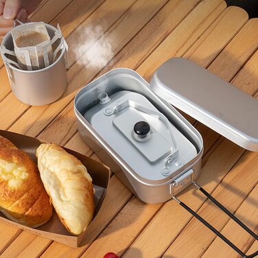 Портативний чайник із 2 предметів, тонкий, міцний посуд для використання на відкритому повітрі з функцією швидкого нагрівання для подорожей, чайник для приготування їжі