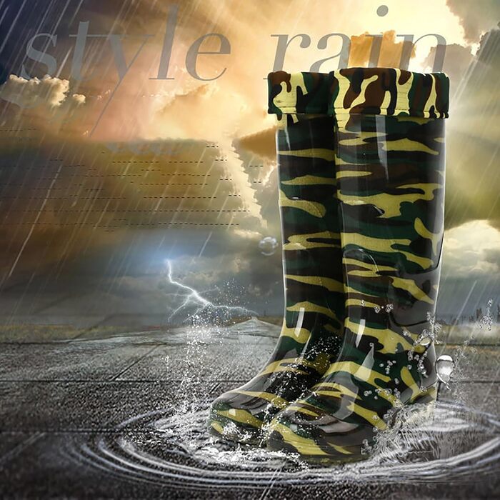 Чоловічі гумові чоботи, високі камуфляжні, довгі гумові чоботи, гумові чоботи, чоботи без шнурівки, високі до коліна, нековзні, водонепроникні, для саду, камуфляж, 39 1/3 EU