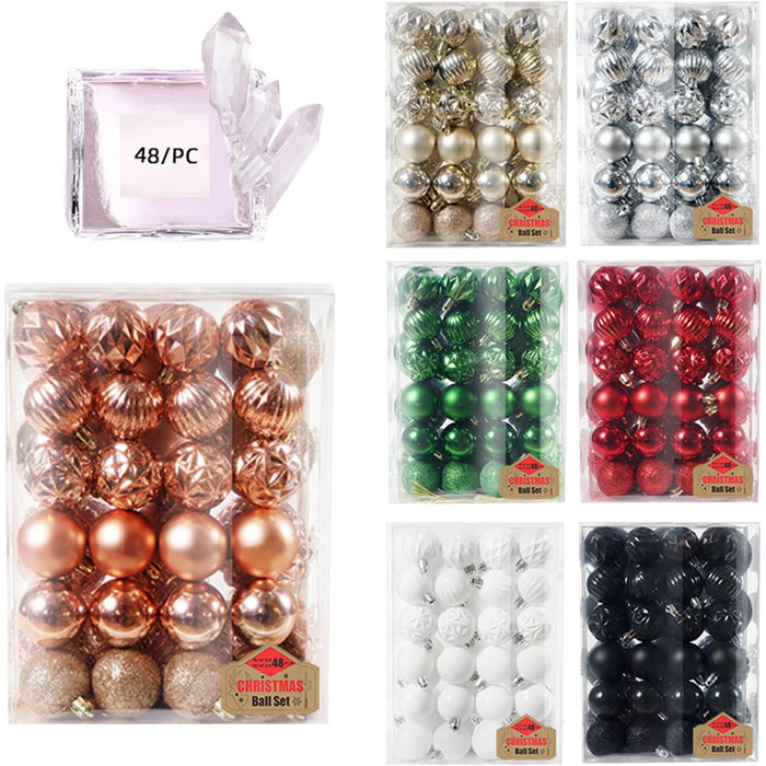 Різдвяні кульоки 48 шт білі BUBEFSKD