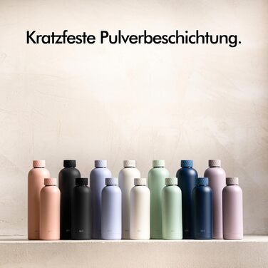 Ізольована пляшка для води 1 л з нержавіючої сталі - Герметична термопляшка 1 л - Підходить для газованих напоїв - Ізольована пляшка для води - Металева пляшка з нержавіючої сталі - Чорна пляшка для води - Двостінна 1000 мл Чорна