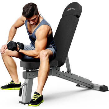 Силова лава преміум-класу JOROTO Практична фітнес-лава, підходить як похила та горизонтальна лава, лава для жиму лежачи для тренування всього тіла MD80, складна плоска регульована лава для живота